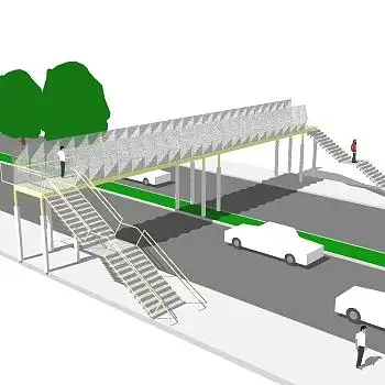 现代人行天桥草图大师模型,人行天桥sketchup模型免费下载