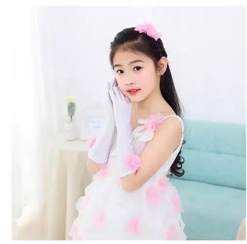 手套礼服儿童学生公主长款女童花童白色舞蹈手套