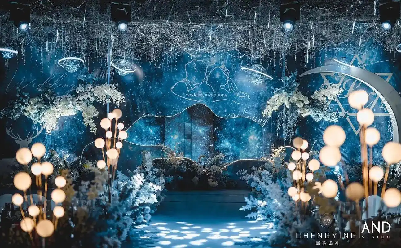 城影婚庆的作品,蓝色星空系豪华婚礼现场豪威益. - 抖音