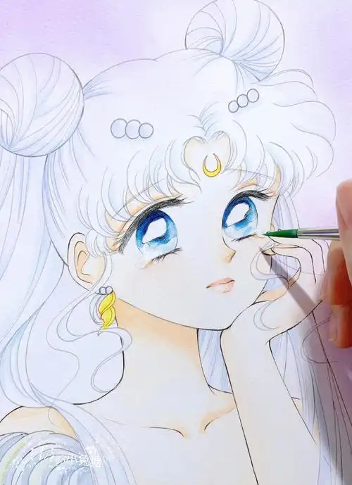 笔记灵感【美少女战士水彩同人作品】——月亮公主倩尼迪用16开纸画