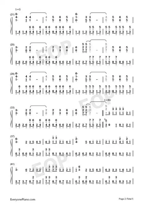 爱之初体验张震岳双手简谱预览2