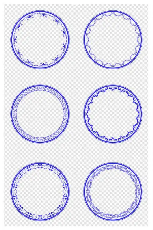 宋代国风青花瓷边框花纹图案
