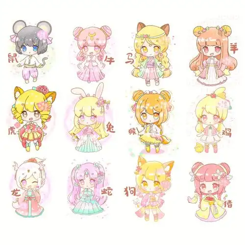 十二生肖卡通画原创拟人古风生肖公主