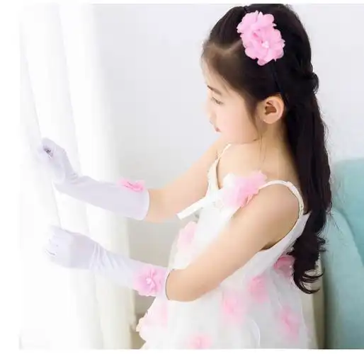 手套礼服儿童学生公主长款女童花童白色舞蹈手套