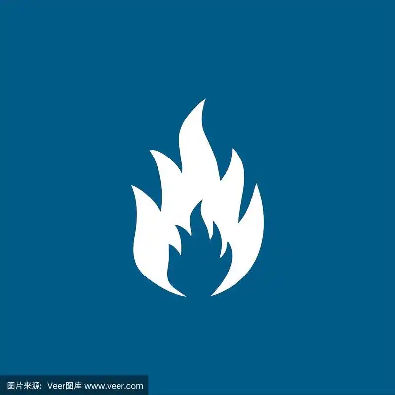 火图标上的蓝色背景.蓝色平面风格矢量插图