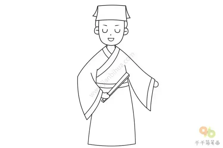 古代书生简笔画步骤教程