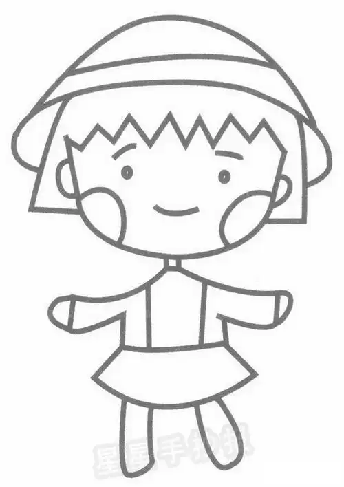 卡通人物小丸子简笔画教程