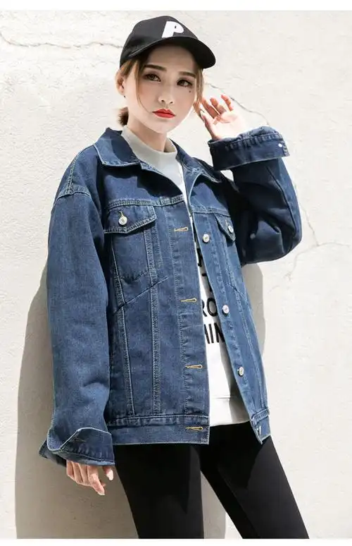 树染潮牌2021春秋新款女装韩版百搭牛仔外套bf宽松休闲牛仔衣学生上衣