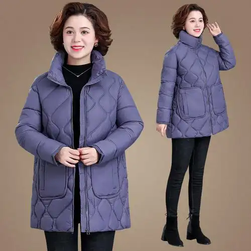dafy品牌中年妈妈冬装棉衣外套中长款棉袄40岁50中老年女装秋冬季羽绒