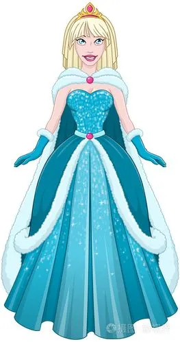 蓝色的裙子和披风的雪公主