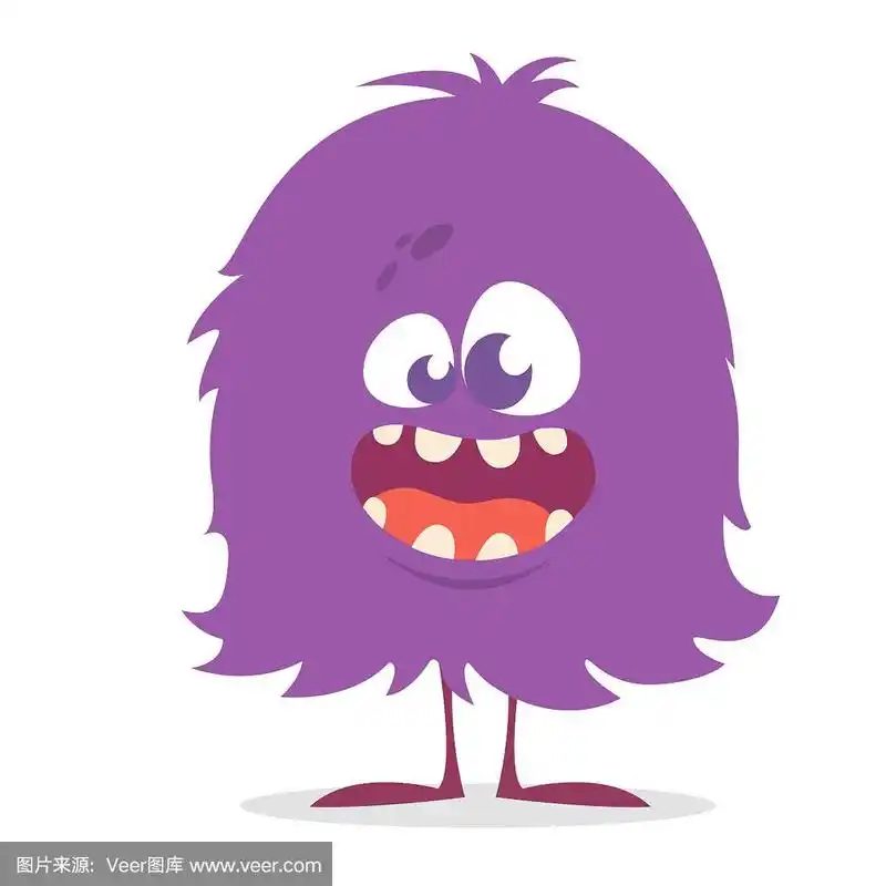 矢量插图的紫色毛怪物.万圣节设计