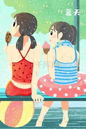 清凉海边沙滩游泳清凉夏天立夏炎炎夏日游泳