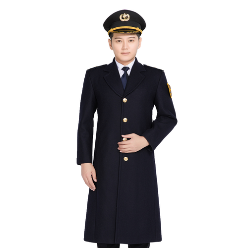 保暖加厚形象岗礼宾服装物业保安制服羊毛呢大衣外套保安大衣长款