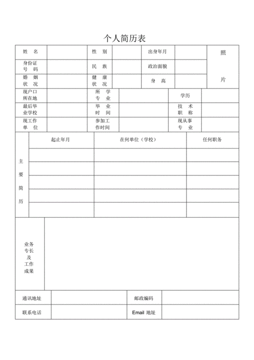标准个人简历的模板表格pdf8页