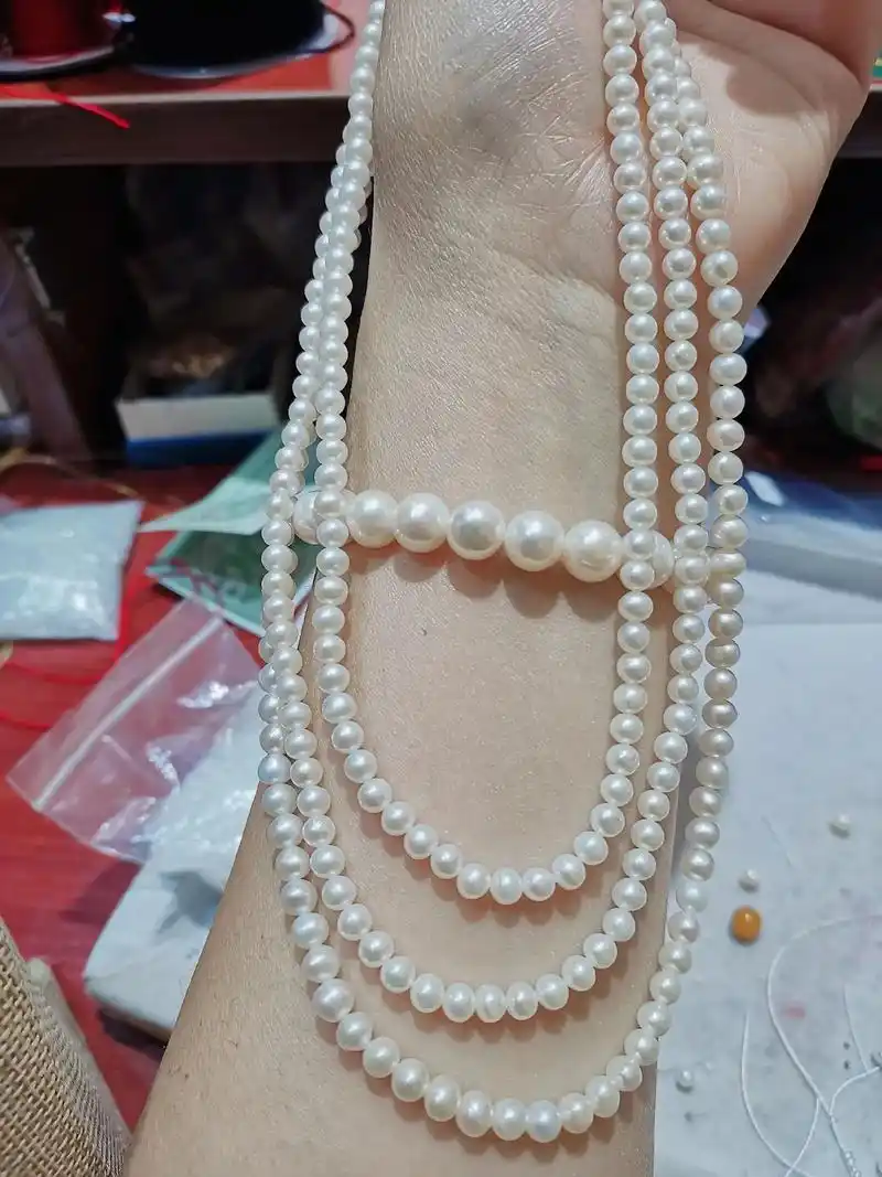 我的手工作品 #珍珠项链 #三层珍珠项链#手工设计,设计一 - 抖音