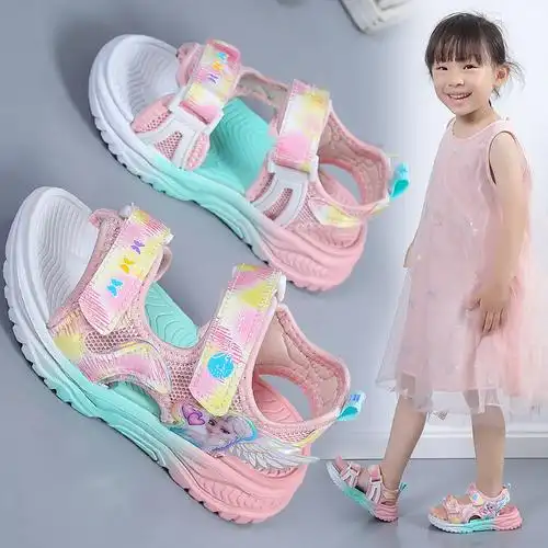 女童凉鞋2023新款夏季新款儿童百搭公主鞋小女孩爱莎