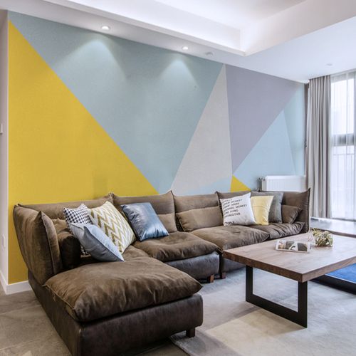 3d几何拼色墙纸卧室温馨沙发背景墙壁纸北欧电视墙影视墙装饰壁布整张