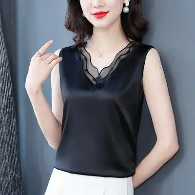 冰丝吊带背心女夏季宽松加大码内搭缎面