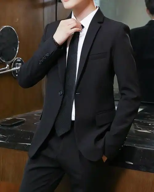 西服套装韩版2件套外套修身新款新郎小西装男士男生结婚礼服潮男