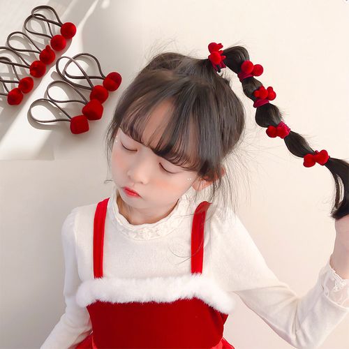 10只装新年红色扎头发皮筋宝宝不伤发发圈女儿童可爱兔子公主头绳