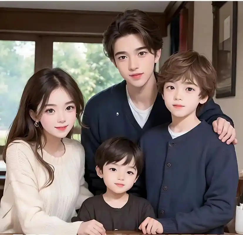 一家四口两男孩#壁纸 - 抖音