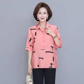 棉麻套装2024新款上衣服中年洋气两件套中老年女夏季短袖妈妈夏装