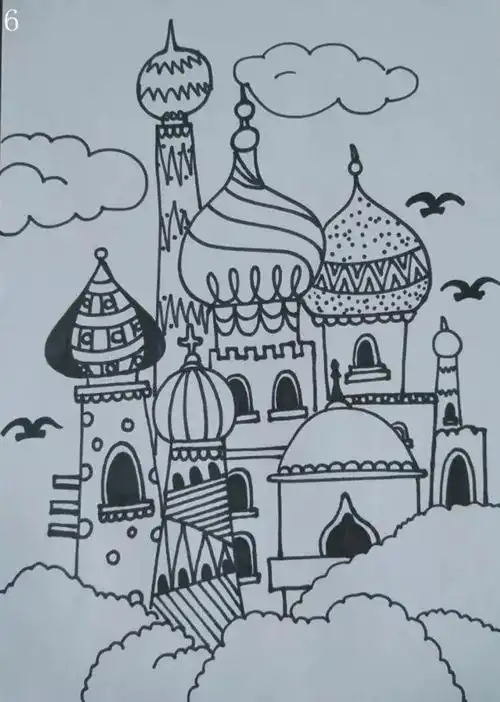 其它 公主城堡 写美篇 画线条 填色