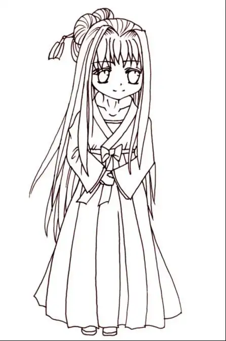 请给一些漂亮点的,是用线条勾的,没上色的动漫卡通美少女!