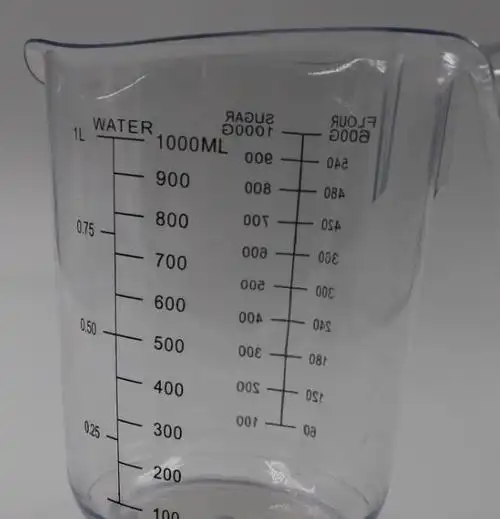 塑料量杯带手1000ml 1升1l ps塑料含刻度量杯水壶厨房烘焙工具