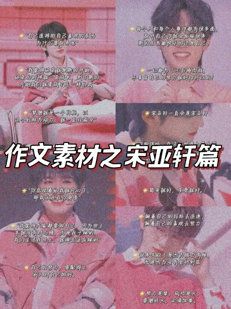 今天给大家整理的是宋亚轩的语录,大家可以用在作文上当素材.