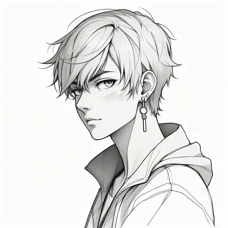 男生帅气黑白素描头像9790