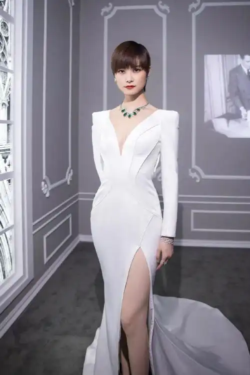 李宇春的图片李宇春穿珠光高叉鱼尾裙出席晚宴