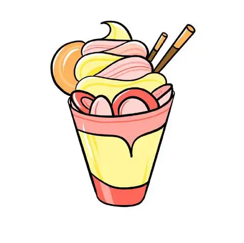 夏日小甜品简笔画素材,超可爱的夏日甜品临摹图