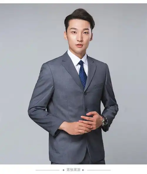 中国电信营业厅工作服女营业员工装职业男士2扣灰色套装三扣灰色西服