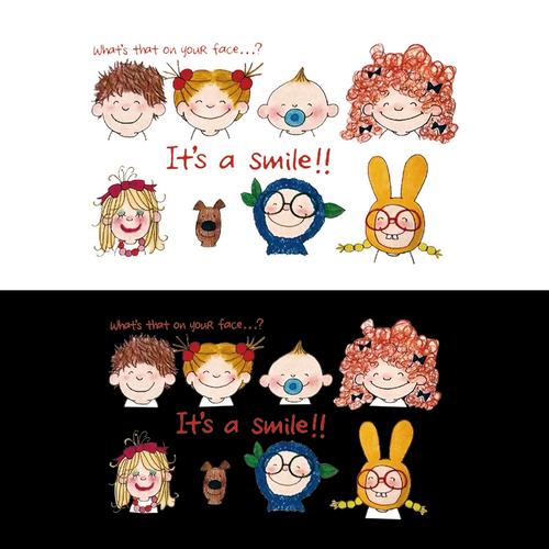 全新潮流卡通人像笑容热转印烫画贴卫衣t恤服装印花柯式烫画