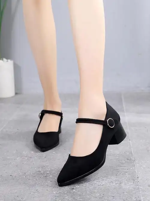 老北京布鞋女春新款高跟单鞋黑色上班鞋久站不累脚工作鞋职业软底