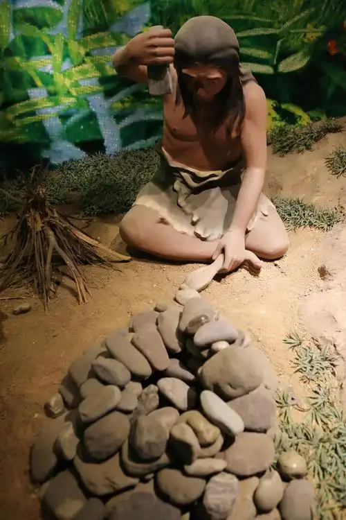 古原始人用石铲雕像