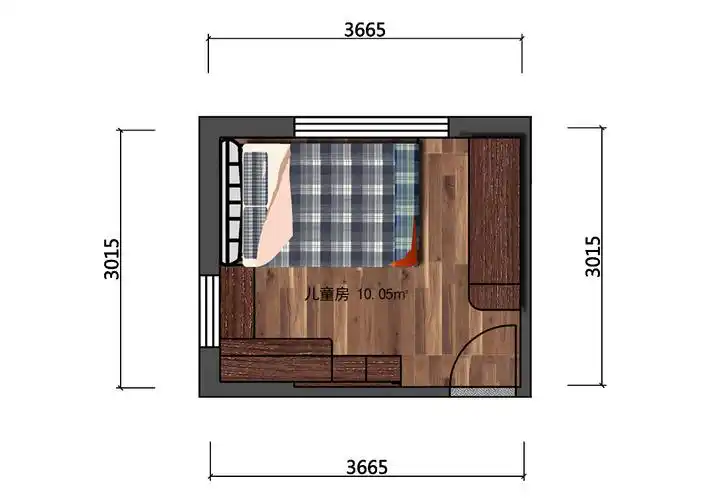 美式童趣儿童家具设计,10㎡儿童房定制家具效果图