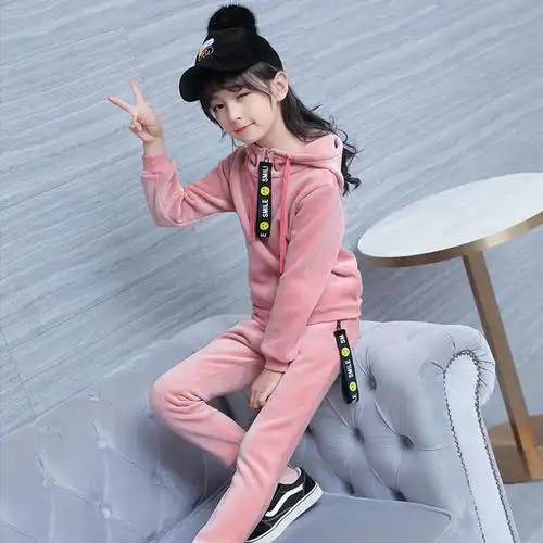 女童秋冬套装2018新款金丝绒加绒厚两件套4儿童5洋气6潮7岁孩韩版