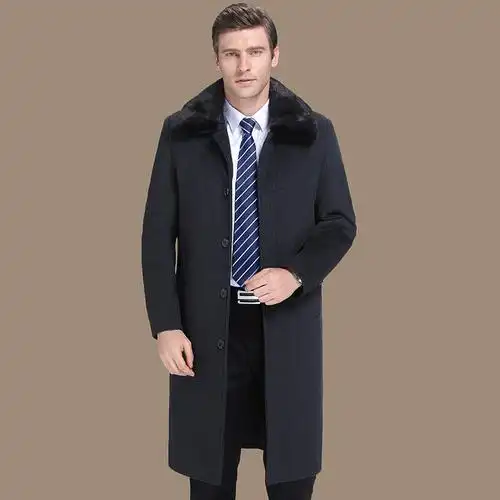 lidenamani利登阿玛尼男士羊毛呢子大衣男新款中年长款加绒厚款羊绒毛