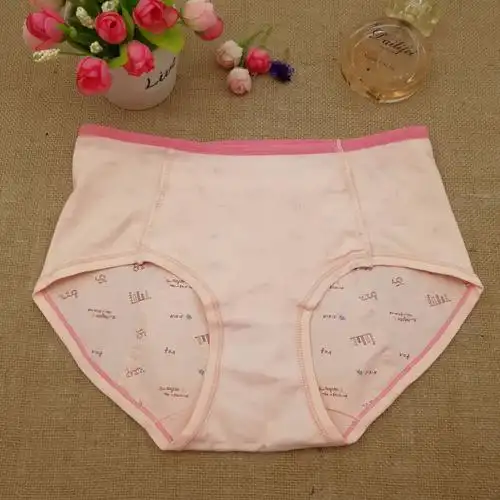 5条包邮棉质女式印花内裤三角裤生理前有口袋平角裤