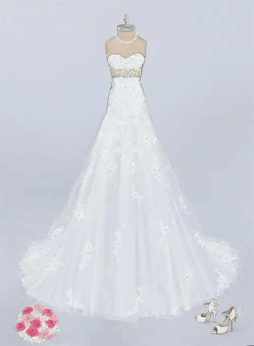 白色抹胸婚纱设计图