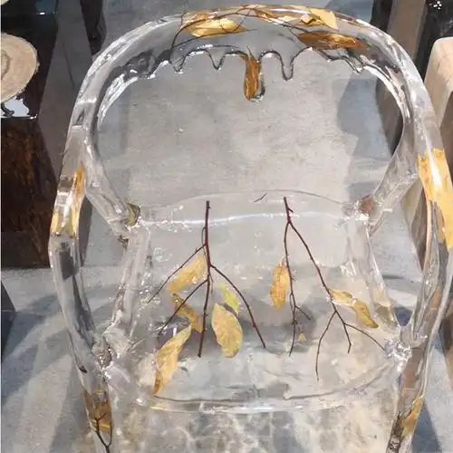 水晶树叶凳子透明环氧树脂网红水晶水滴艺术椅子扶手椅座椅雕塑摆件树