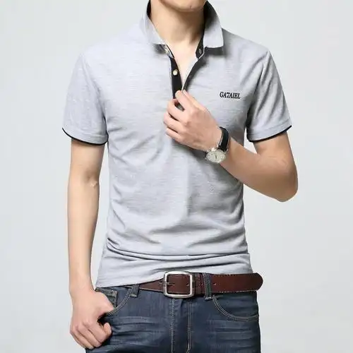 上衣服夏季男有领短袖男生t恤夏天t桖男装夏装翻领丅恤休闲polo衫