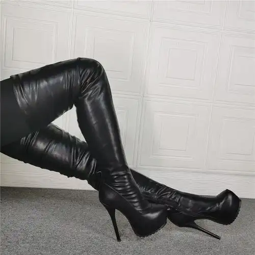 70cm超长大腿靴尖头细跟性感高跟防水台显瘦弹力反串过膝靴女长靴