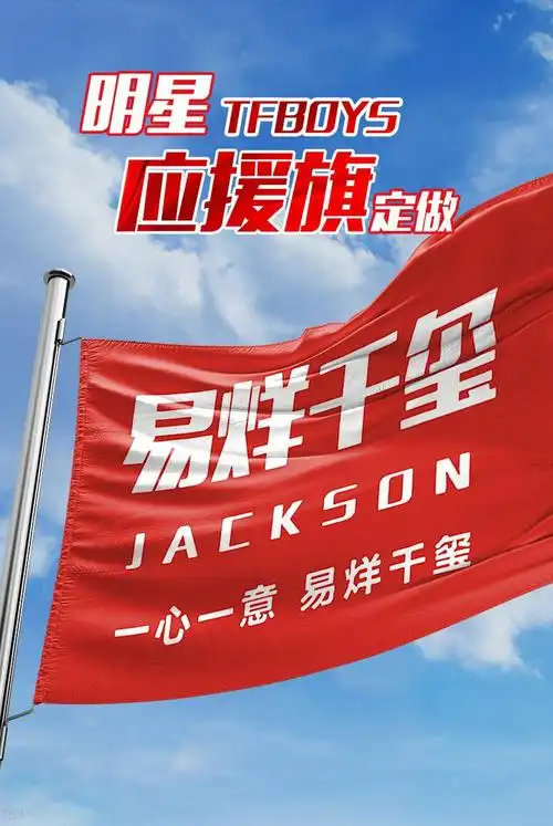 (套装)王源应援大旗 特厚不锈钢旗杆 96x144cm