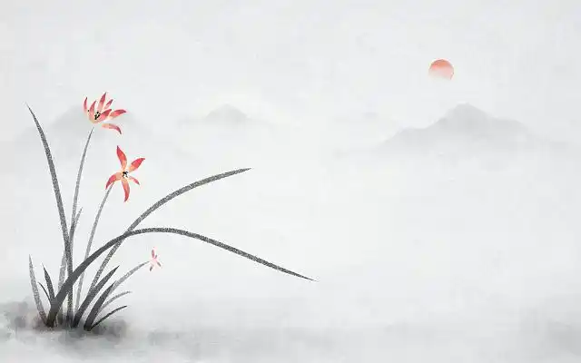 水墨兰花花卉背景古风国潮写意国画水彩壁纸插画背景水墨兰花背景花卉