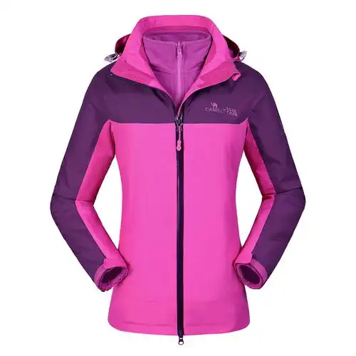 骆驼户外冲锋衣女款春季防风登山服三合一可拆卸两件套加绒厚外套