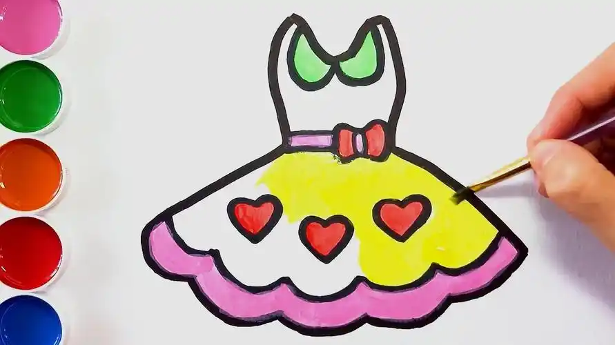 幼儿简易画教你怎么画裙子,涂完颜色真的太漂亮了!