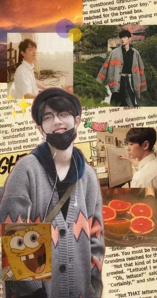 肖战壁纸复古拼接